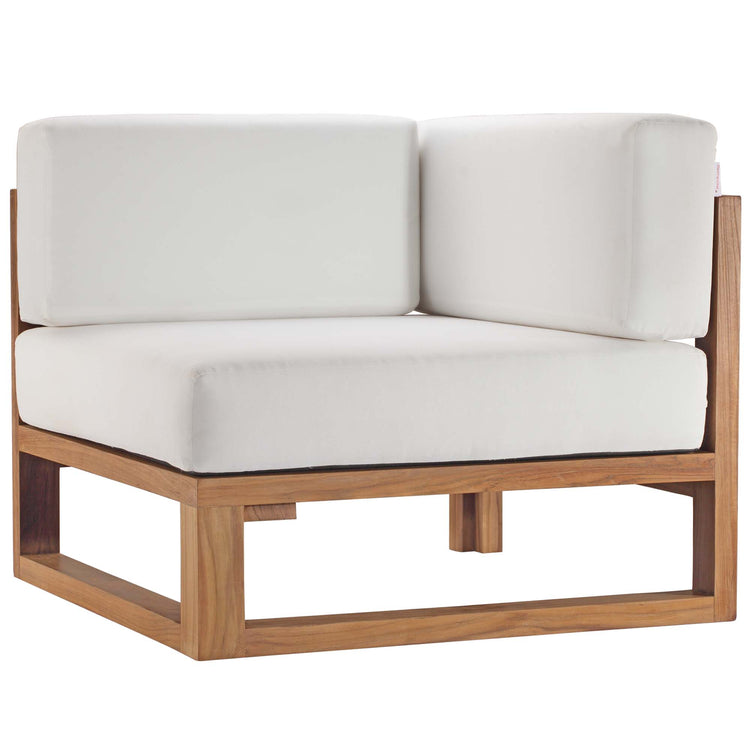 Upland Outdoor Patio Teak Wood Corner Chair - Natural White
