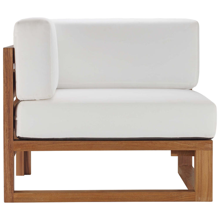 Upland Outdoor Patio Teak Wood Corner Chair - Natural White