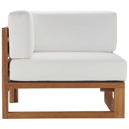 Upland Outdoor Patio Teak Wood Corner Chair - Natural White