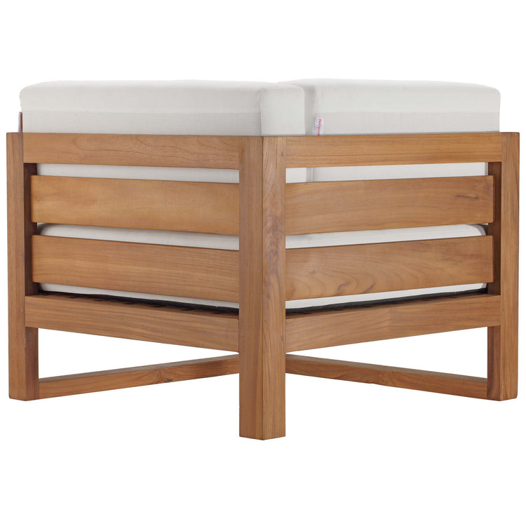 Upland Outdoor Patio Teak Wood Corner Chair - Natural White