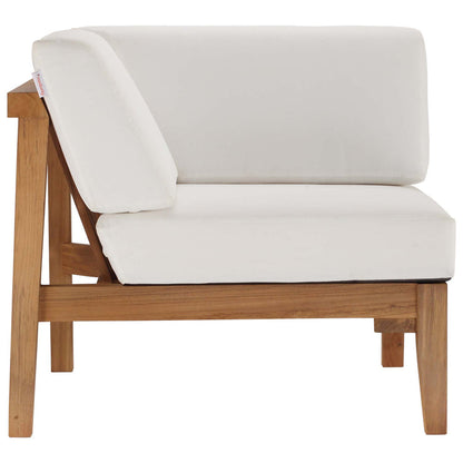 Bayport Outdoor Patio Teak Wood Corner Chair - Natural White