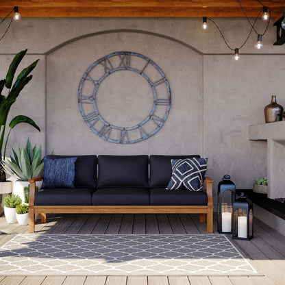 Marina Outdoor Patio Teak Sofa - Natural Navy