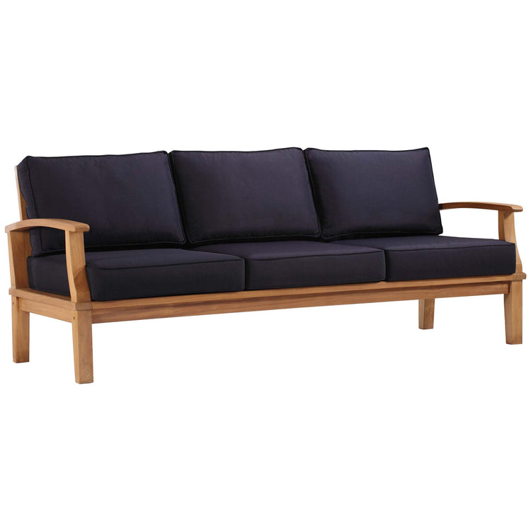 Marina Outdoor Patio Teak Sofa - Natural Navy