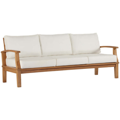 Marina Outdoor Patio Teak Sofa - Natural White