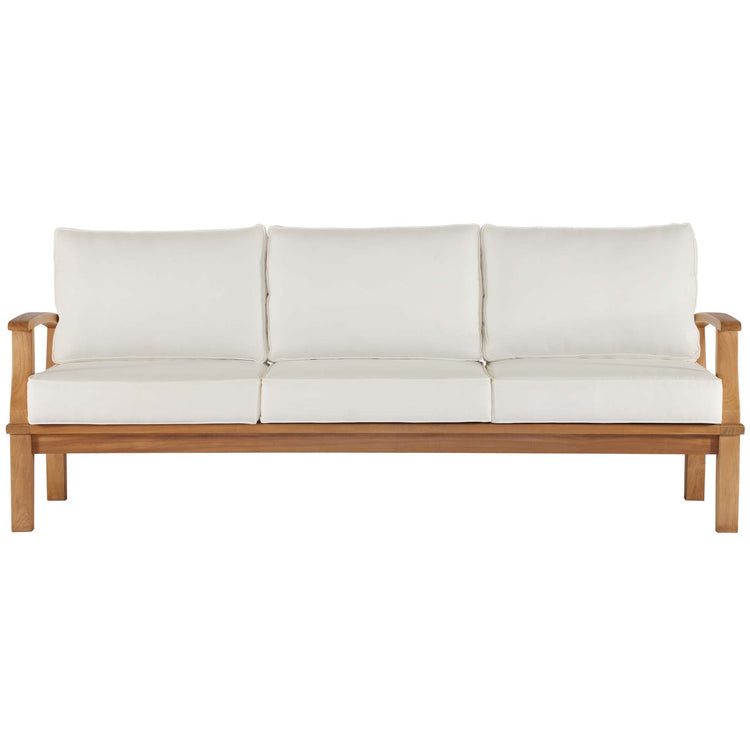 Marina Outdoor Patio Teak Sofa - Natural White