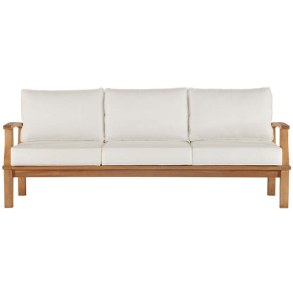 Marina Outdoor Patio Teak Sofa - Natural White