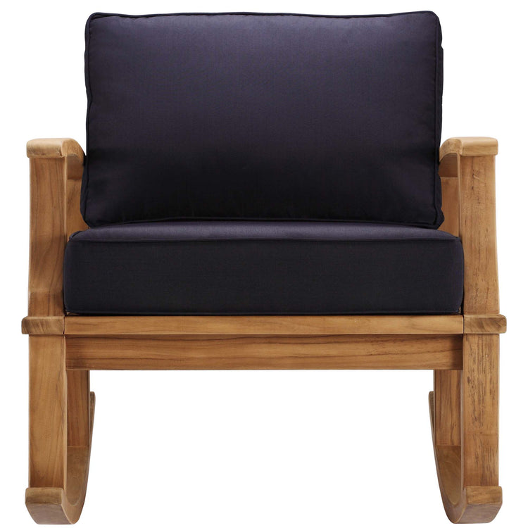 Marina Outdoor Patio Teak Rocking Chair - Natural Navy