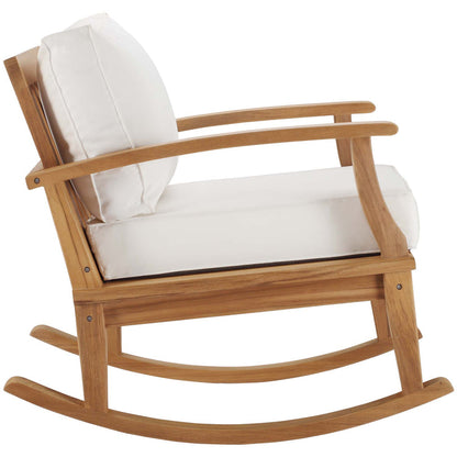 Marina Outdoor Patio Teak Rocking Chair - Natural White