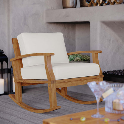 Marina Outdoor Patio Teak Rocking Chair - Natural White