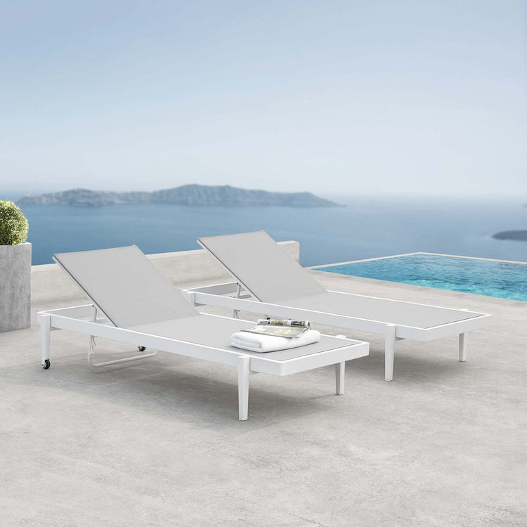 Charleston Outdoor Patio Aluminum Chaise Lounge Chair Set of 2 - Default Title