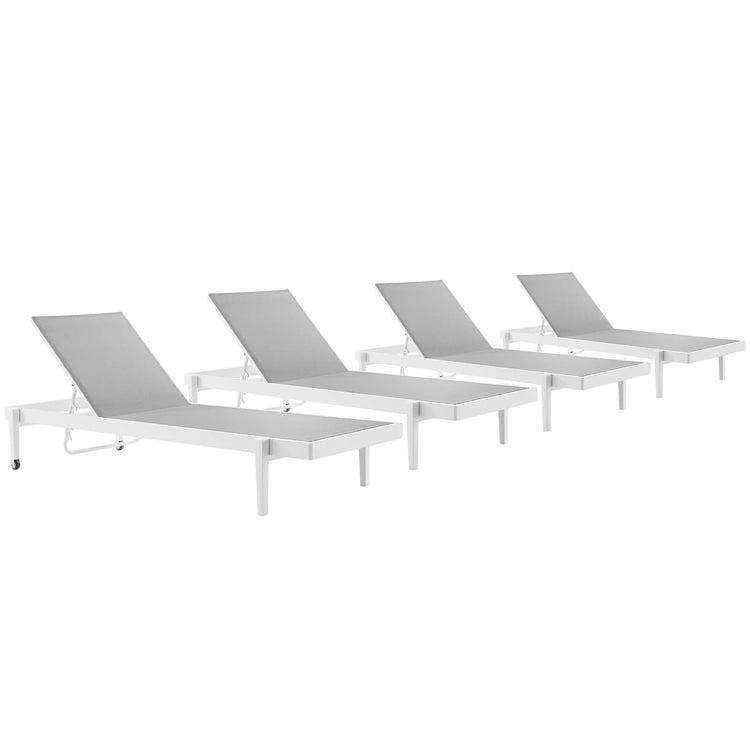 Charleston Outdoor Patio Aluminum Chaise Lounge Chair Set of 4 - Default Title