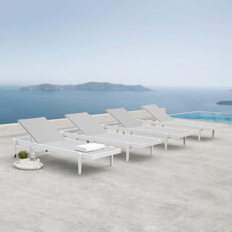 Charleston Outdoor Patio Aluminum Chaise Lounge Chair Set of 4 - Default Title