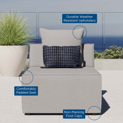 Saybrook Outdoor Patio Upholstered Sectional Sofa Armless Chair - Gray