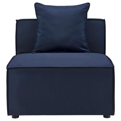 Saybrook Outdoor Patio Upholstered Sectional Sofa Armless Chair - Navy Blue