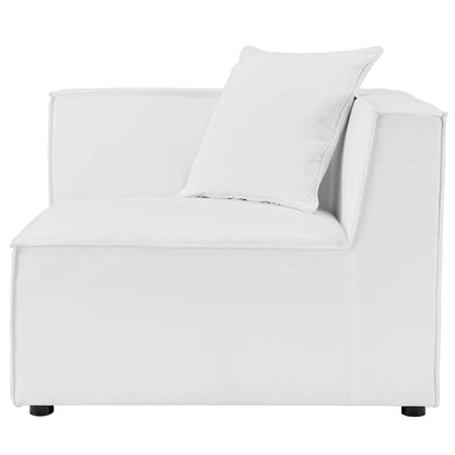 Saybrook Outdoor Patio Upholstered Sectional Sofa Corner Chair - White