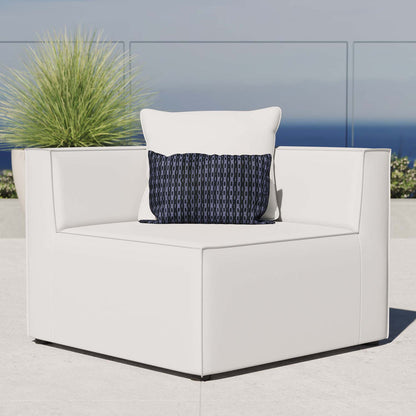 Saybrook Outdoor Patio Upholstered Sectional Sofa Corner Chair - White