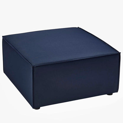 Saybrook Outdoor Patio Upholstered Sectional Sofa Ottoman - Navy