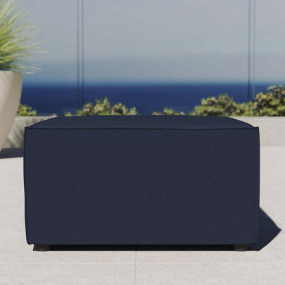 Saybrook Outdoor Patio Upholstered Sectional Sofa Ottoman - Navy
