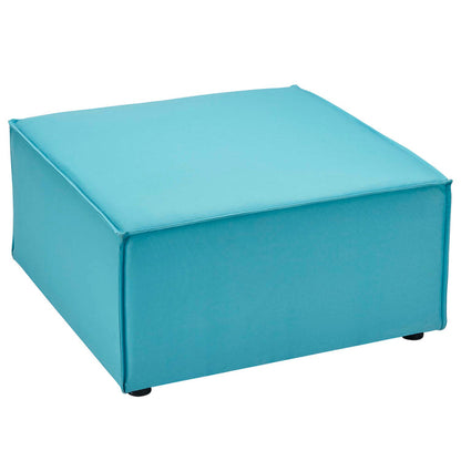 Saybrook Outdoor Patio Upholstered Sectional Sofa Ottoman - Turquoise