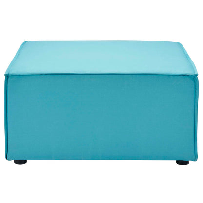Saybrook Outdoor Patio Upholstered Sectional Sofa Ottoman - Turquoise