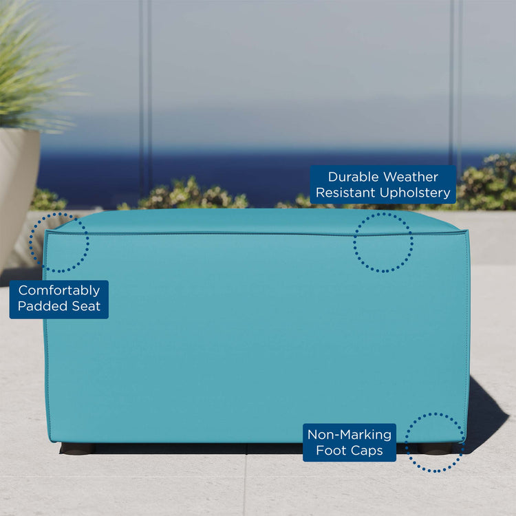 Saybrook Outdoor Patio Upholstered Sectional Sofa Ottoman - Turquoise