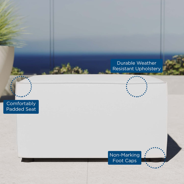 Saybrook Outdoor Patio Upholstered Sectional Sofa Ottoman - White