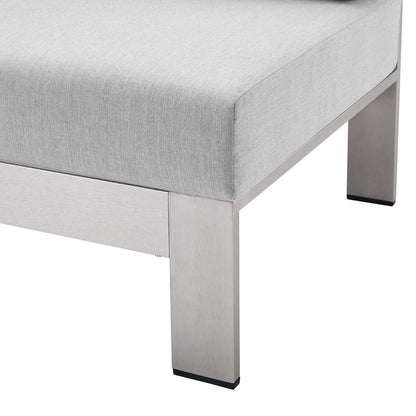 Shore Sunbrella® Fabric Aluminum Outdoor Patio Right-Arm Loveseat - Silver Gray