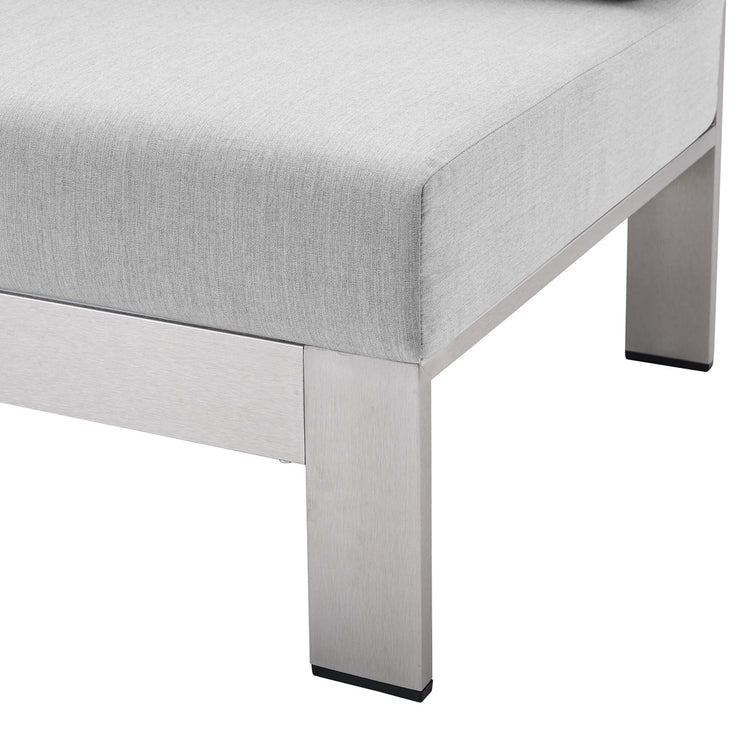 Shore Sunbrella® Fabric Aluminum Outdoor Patio Left-Arm Loveseat - Silver Gray