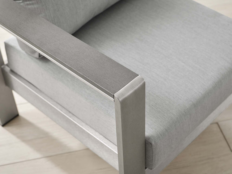 Shore Sunbrella® Fabric Aluminum Outdoor Patio Armchair - Silver Gray