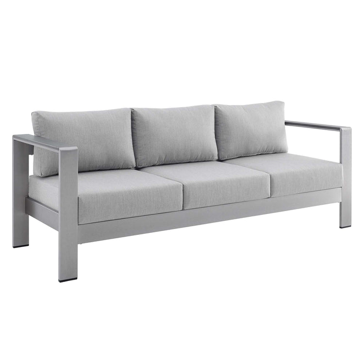 Shore Sunbrella® Fabric Aluminum Outdoor Patio Sofa - Silver Gray