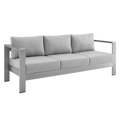 Shore Sunbrella® Fabric Aluminum Outdoor Patio Sofa - Silver Gray