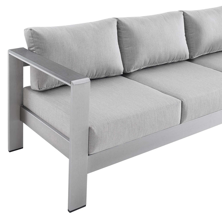 Shore Sunbrella® Fabric Aluminum Outdoor Patio Sofa - Silver Gray