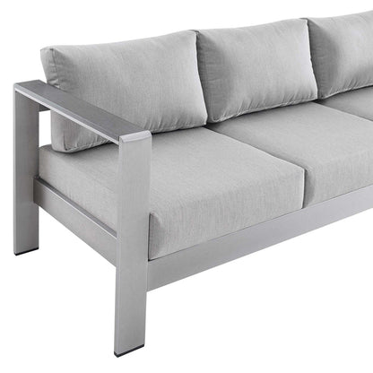 Shore Sunbrella® Fabric Aluminum Outdoor Patio Sofa - Silver Gray