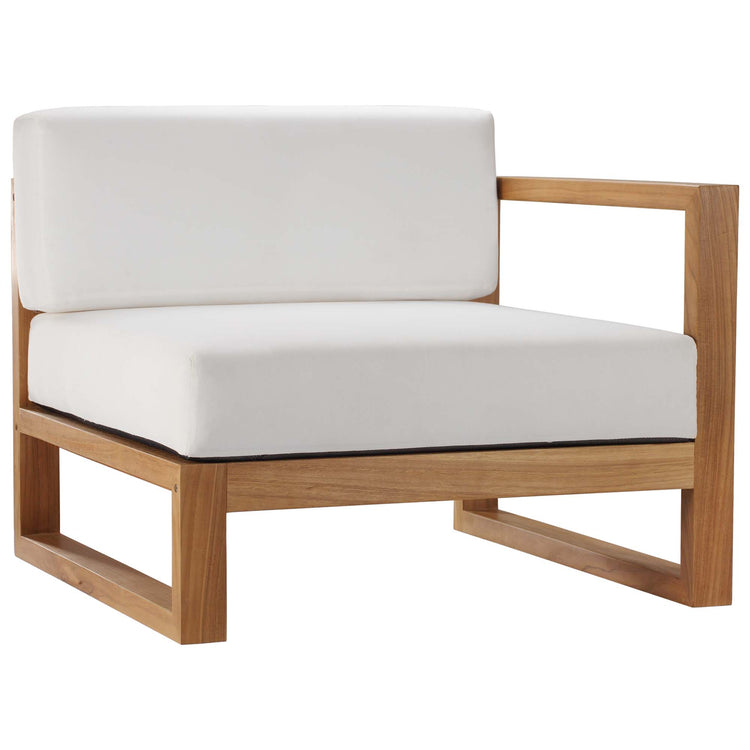 Upland 4-Piece Outdoor Patio Teak Wood Sectional Sofa Set - Natural White