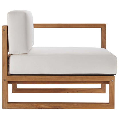 Upland 4-Piece Outdoor Patio Teak Wood Sectional Sofa Set - Natural White