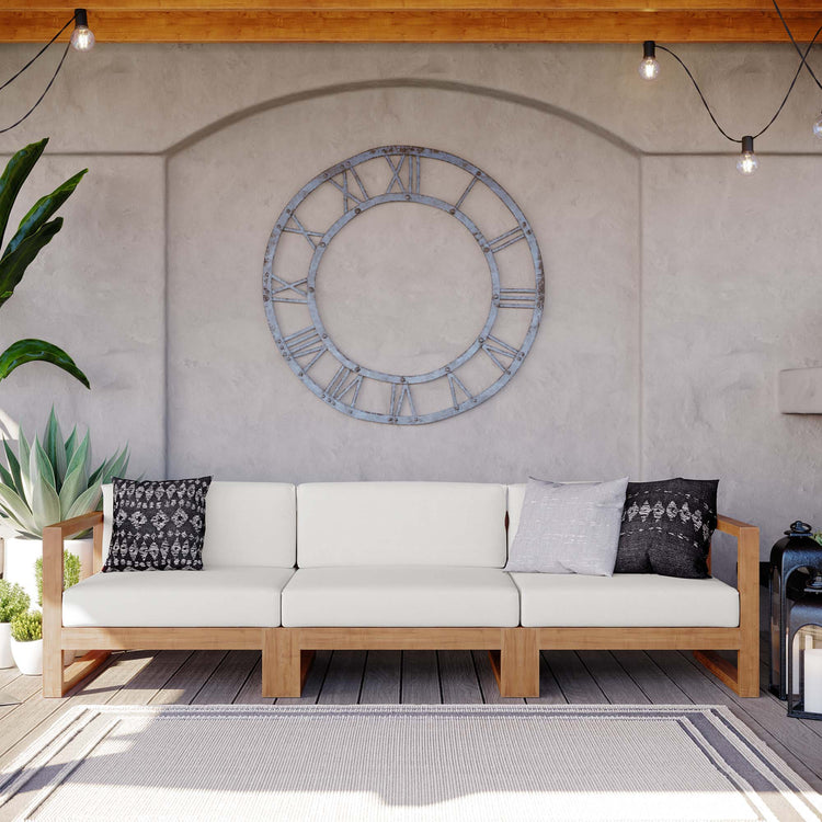 Upland 3-Piece Outdoor Patio Teak Wood Sectional Sofa Set - Natural White