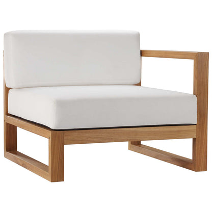 Upland 2-Piece Outdoor Patio Teak Wood Sectional Sofa Loveseat - Natural White