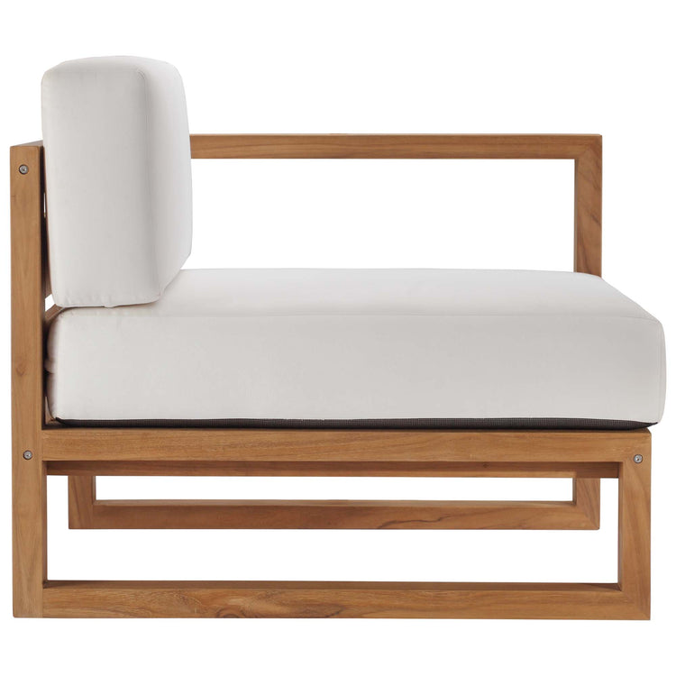 Upland 2-Piece Outdoor Patio Teak Wood Sectional Sofa Loveseat - Natural White