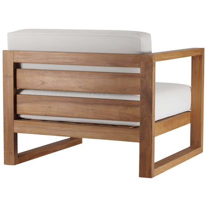 Upland 2-Piece Outdoor Patio Teak Wood Sectional Sofa Loveseat - Natural White