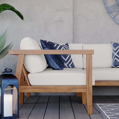 Bayport 3-Piece Outdoor Patio Teak Wood Sectional Sofa Set - Default Title