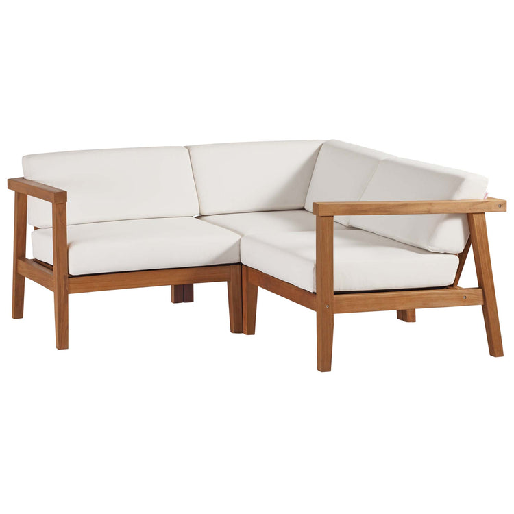Bayport 3-Piece Outdoor Patio Teak Wood Sectional Sofa Set - Default Title