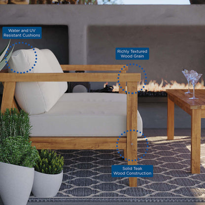 Bayport Outdoor Patio Teak Wood 2-Seater Loveseat - Natural White