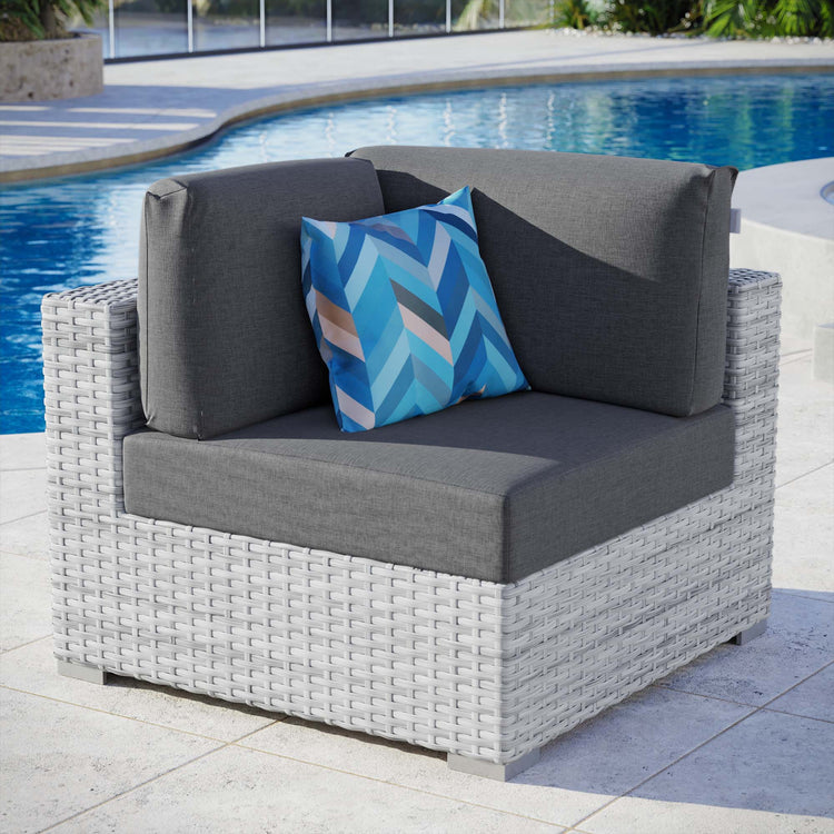 Convene Outdoor Patio Corner Chair - Light Gray Charcoal