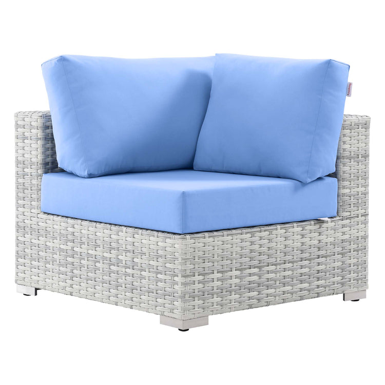 Convene Outdoor Patio Corner Chair - Light Gray Light Blue