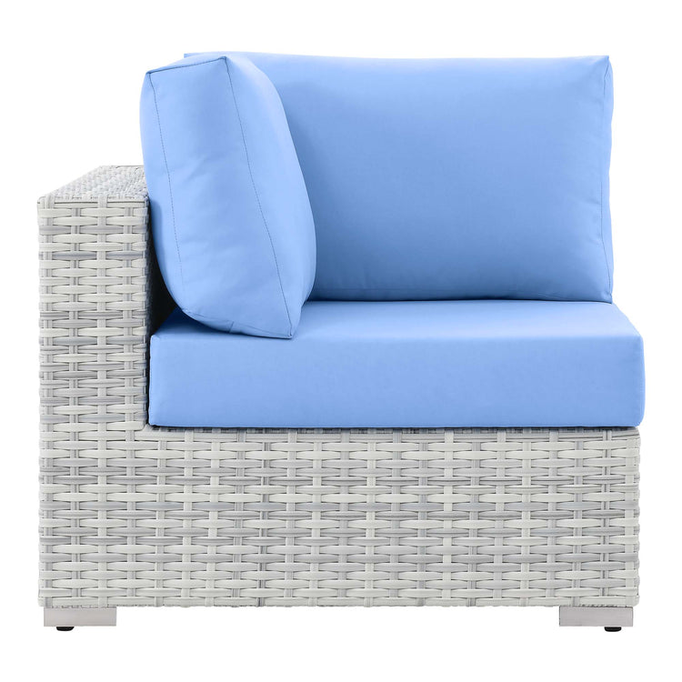 Convene Outdoor Patio Corner Chair - Light Gray Light Blue
