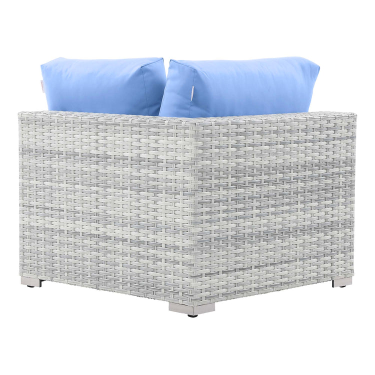 Convene Outdoor Patio Corner Chair - Light Gray Light Blue