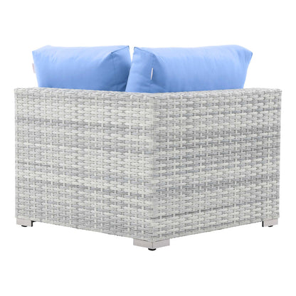 Convene Outdoor Patio Corner Chair - Light Gray Light Blue