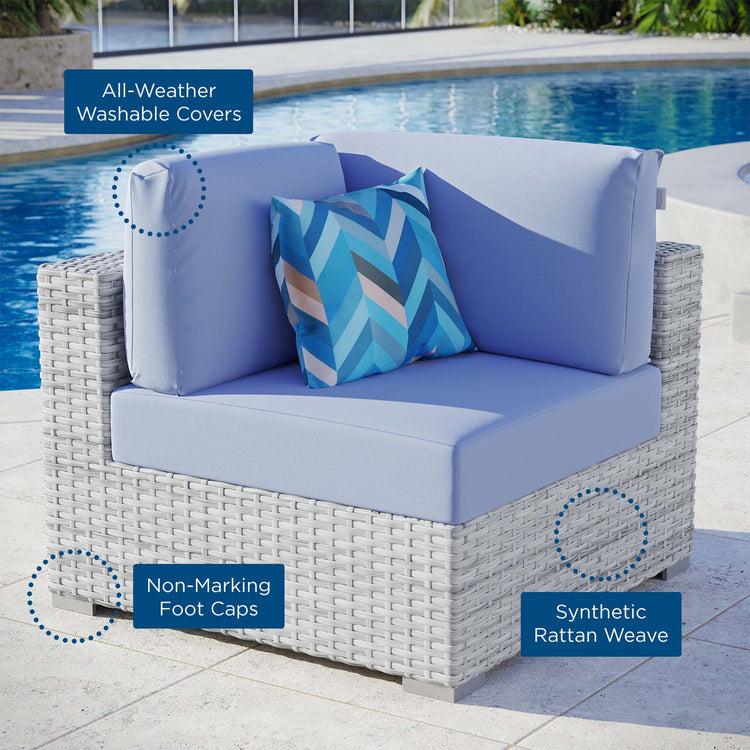 Convene Outdoor Patio Corner Chair - Light Gray Light Blue