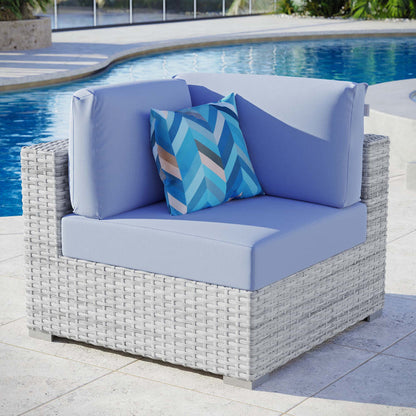 Convene Outdoor Patio Corner Chair - Light Gray Light Blue