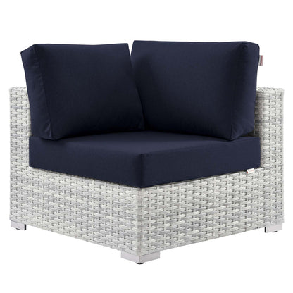 Convene Outdoor Patio Corner Chair - Light Gray Navy